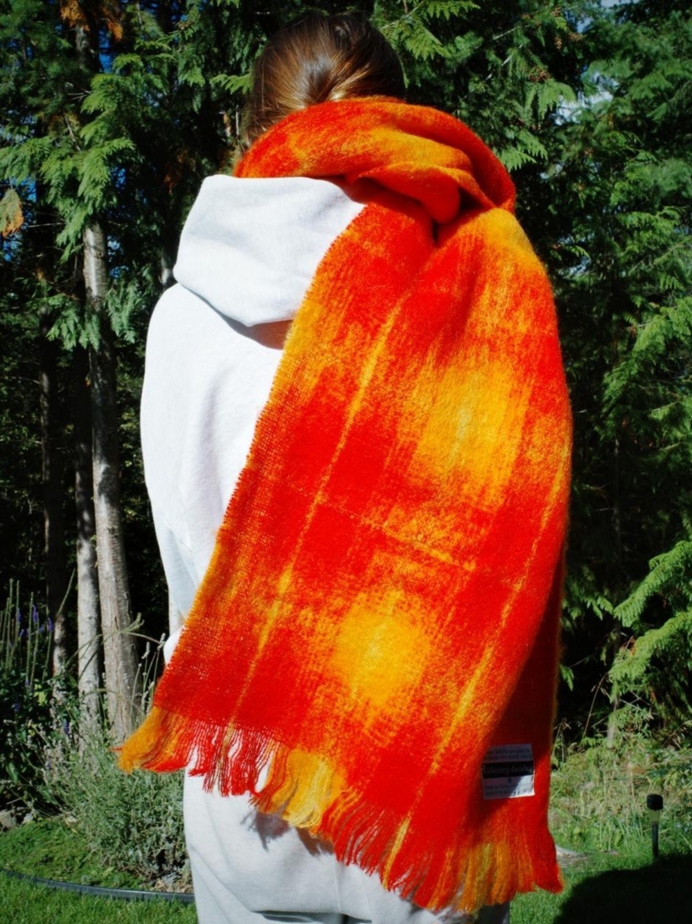 Vintage Kilkenny Tading Orangw & Yellow Mohair-Blend Scarf